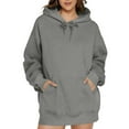 thumbnail image 1 of Ladies' Casual Fashionable Solid Color Long Sleeve Hooded Warm Shirt Loose Comfortable Hoodie Sweatshirt for Everyday Wear, 1 of 5