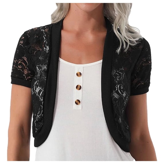Ladies' Casual and Fashionable Summer Versatile Short Sleeved Chiffon Shawl with Hollowed Out Lace Cardigan Shawl Shawl for Women Winter Travel Scarf for Women Wrap Shawl with Sleeves for Women