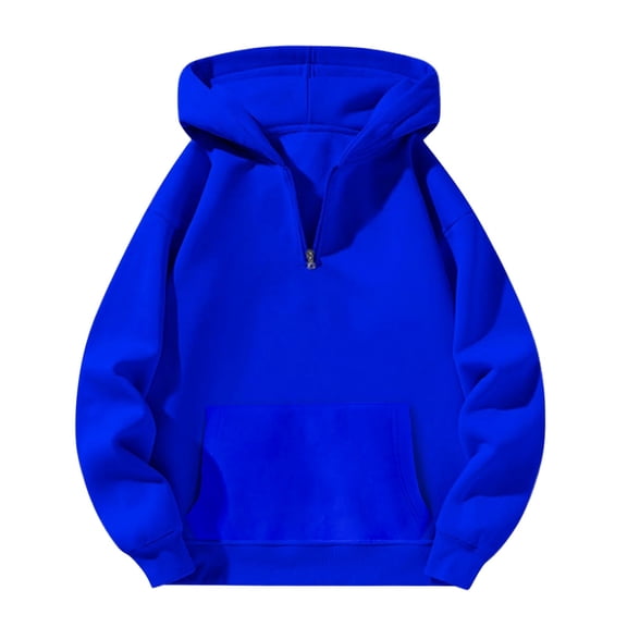 Ladies' Casual Japanese Style Half Zip Hooded Sweatshirt, Long Sleeve Pullover with Loose Fit for Streetwear, Daily Wear and All Season Comfort Dark Blue XXL