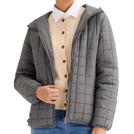 Ladies Casual Long Sleeve Hooded Jacket Coat Outerwear Loose Fit Lightweight Windbreaker for Women Fall Spring Fashion | CSEONE,Gray L