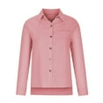 thumbnail image 1 of Ladies Casual Long Sleeve Shirt - Lapel Tie, Pocket, Cotton Linen Blend - Spring/Summer/Fall, Polyester/Spandex, Suitable for Office & Outdoor, 1 of 4