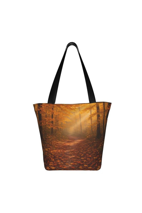 Ladies Casual One Shoulder Carry Shopping Bag Large Capacity Light 1311in Used For Shopping Beach Play Travel Shopping Forest Path