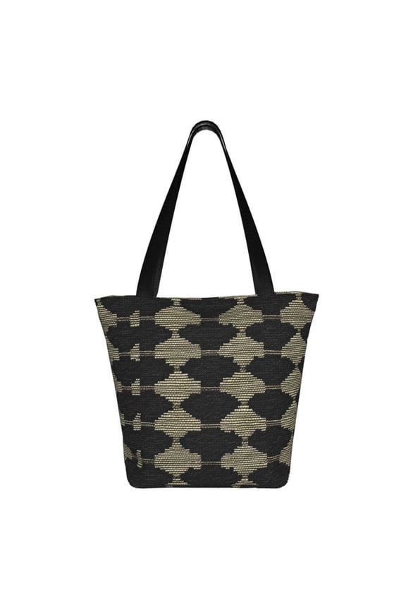 Ladies Casual One Shoulder Carry Shopping Bag Large Capacity Light 1311in Used For Shopping Beach Play Travel Shopping Darkvoilet Houndstooth Checkered_1