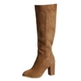 thumbnail image 1 of Xiaoxatg Ladies Casual Retro Solid Color Side Zipper Heel High Knee Boots for Women 6.5 Khaki, 1 of 7