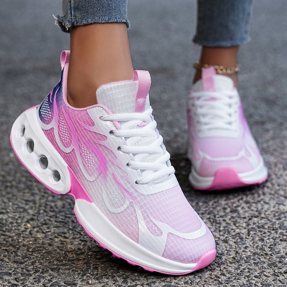 Mesh Knit Athletic Platform Sneakers for Women Lightweight Non Slip Tennis Shoes Wide Width Breathable Work Shoes