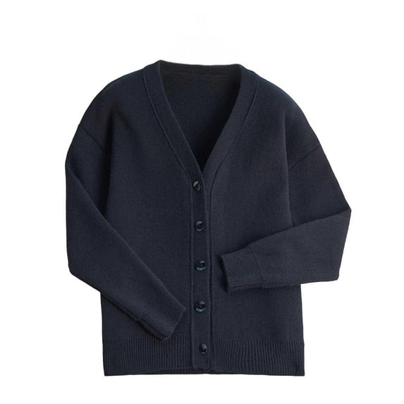 Ladies' Casual Solid Color Button V-neck Long Sleeved Knitted Cardigan Jacket Top