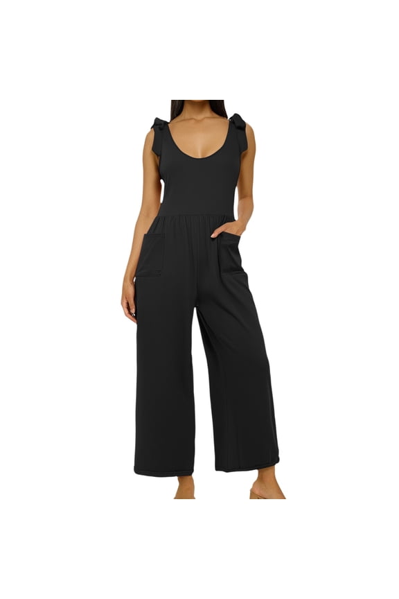 Ladies Casual Spaghetti Strap Loose Jumpsuit Overalls - Floral Print/Solid, Pockets, Summer Fashion Harem Style