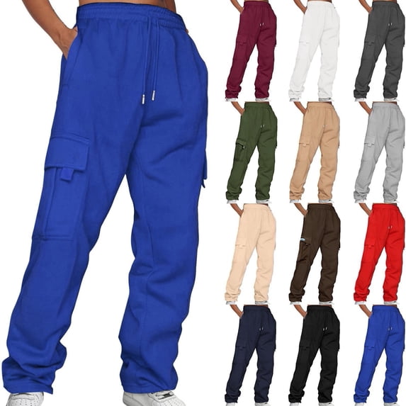 Ladies Casual Trousers with Drawstring Elastic Waist and Pockets Comfortable Solid Color Pull On Slacks