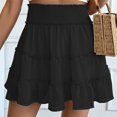 thumbnail image 1 of Ladies' Casual Vacation Style Pleated Leaf Skirt Solid Color Elastic Waist Slip Skirt Shorts Black M, 1 of 6