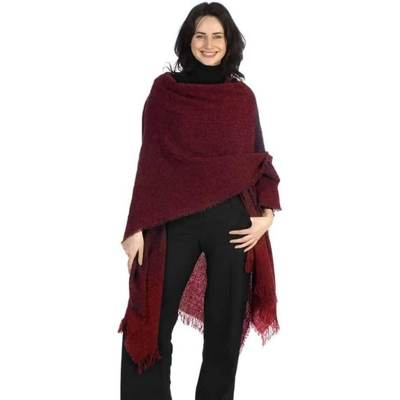 Ladies Celtic Red Ruana Made By Kerry Woollen Mills