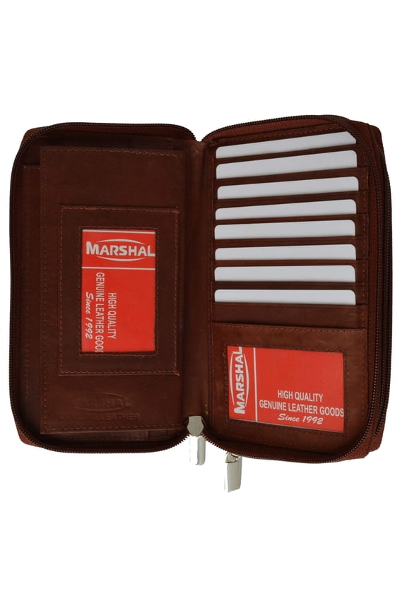 Ladies Checkbook Organizer Genuine Leather Zip Around Clutch Wallet 4575 CF (C)