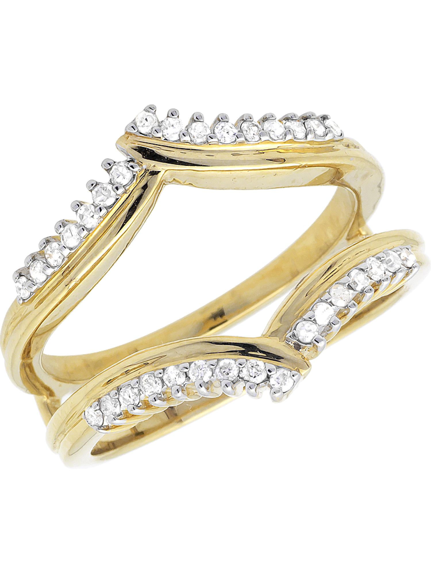 Ladies Chevron Style Crown White Diamonds 14k Yellow Gold Ring Wrap ...