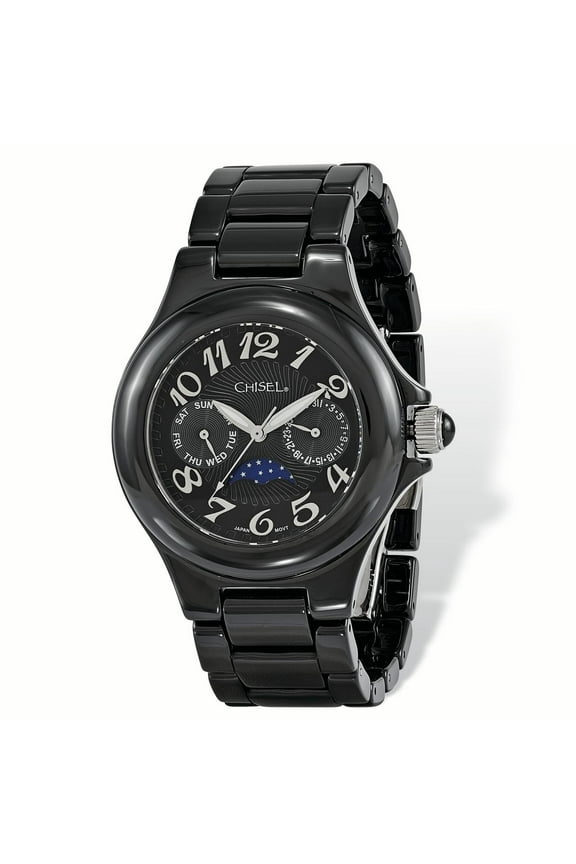Ladies Chisel Black Ceramic Black Dial Watch