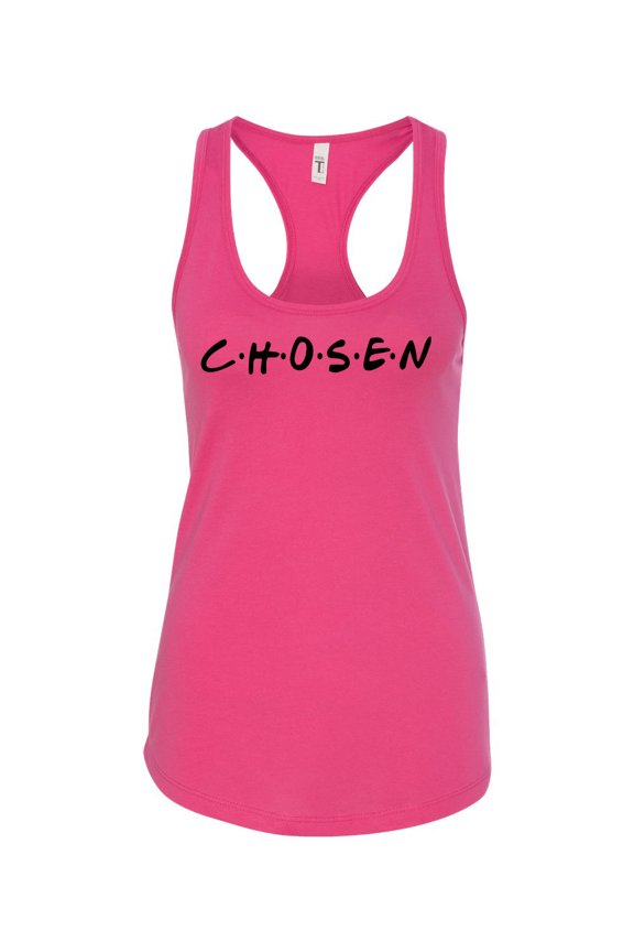 Ladies Christian Chosen Racerback Tank Top-Raspberry-small