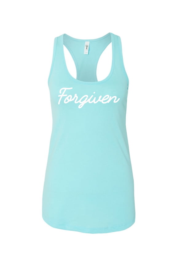 Ladies Christian Forgiven Racerback Tank Top-Cancun-xs