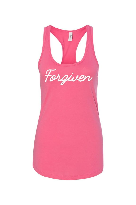 Ladies Christian Forgiven Racerback Tank Top-Hot Pink-large