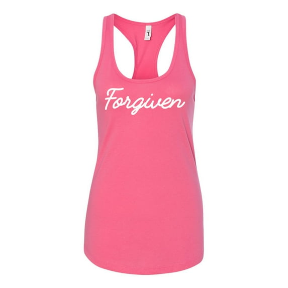 Ladies Christian Forgiven Racerback Tank Top-Hot Pink-medium