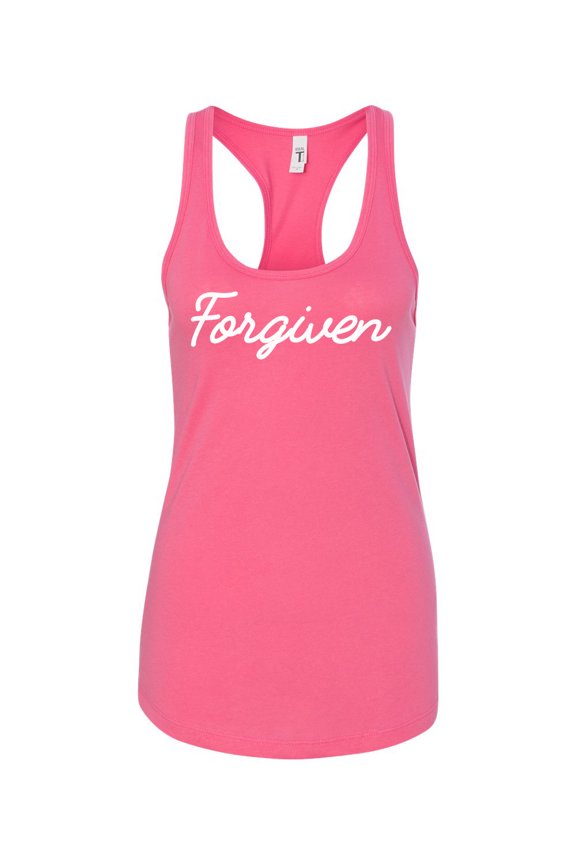 Ladies Christian Forgiven Racerback Tank Top-Hot Pink-xxl