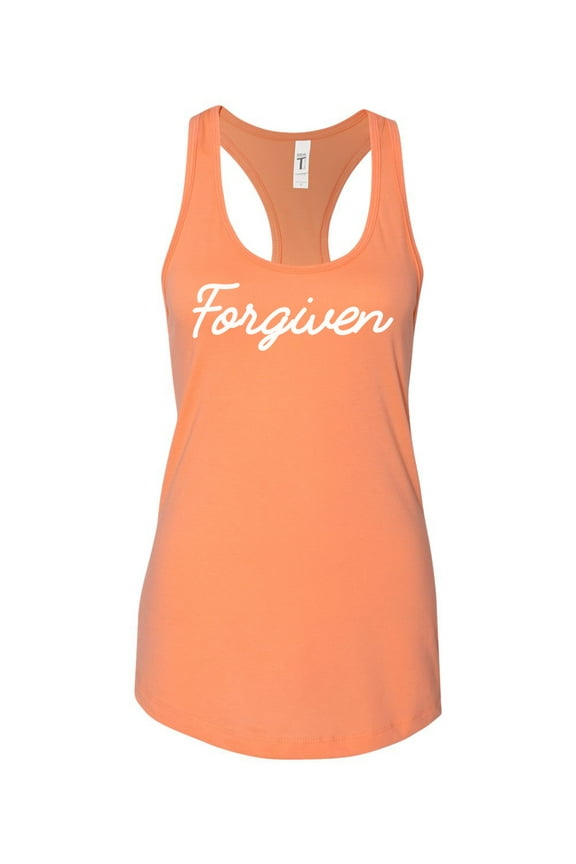 Ladies Christian Forgiven Racerback Tank Top-Light Orange-xl
