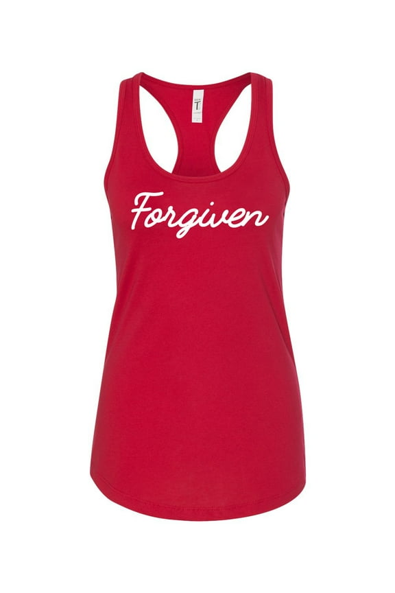 Ladies Christian Forgiven Racerback Tank Top-Red-large