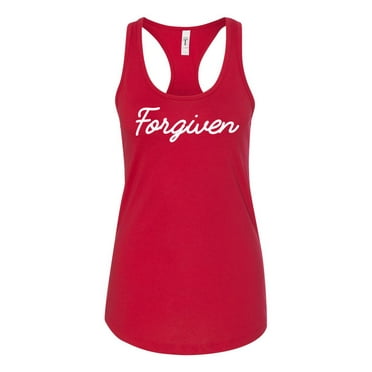 Ladies Christian Forgiven Racerback Tank Top-Red-xl