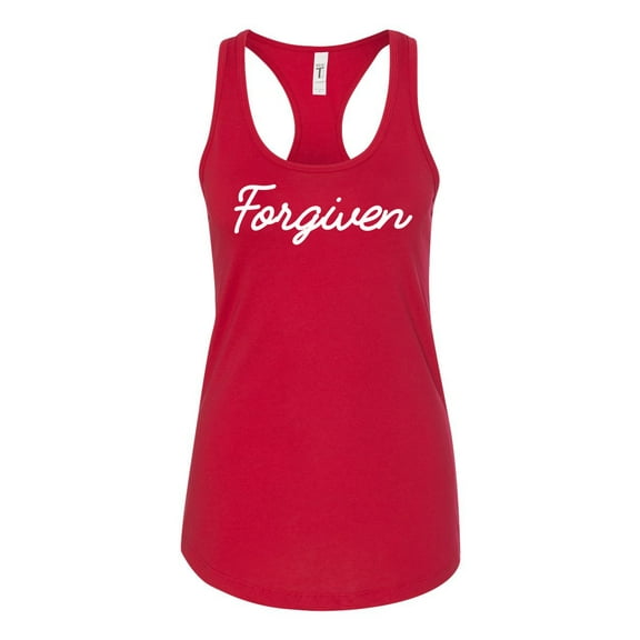 Ladies Christian Forgiven Racerback Tank Top-Red-xl