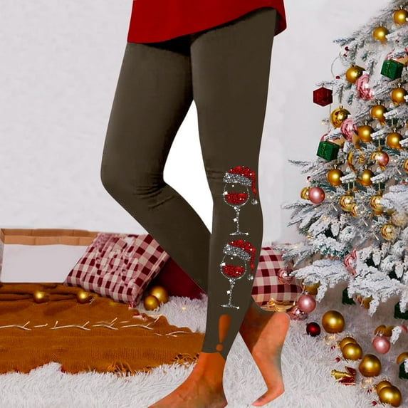 Ladies' Christmas Fashion Casual Red Glass Printed Hollow Tight Pants Lifting Fitness Leggings Yoga Pants Leggings for plus Size Women Womens Leopard Workout Leggings 4x Womens Tops plus Size Workout