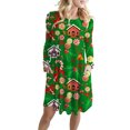 thumbnail image 1 of Ladies Christmas Print Midi Dress Women Cocktail Party Dress Xmas Gifts Plus Size Vocation Dresses Long Sleeve Round Neck Tunic Dress with Pockets, 1 of 2