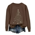 thumbnail image 1 of Ladies' Christmas Printed Casual Long Sleeved Round Neck Sports Hoodie Top, Comfortable Pullover for Women, Festive Holiday Apparel, Streetwear Style,Brown,XL, 1 of 4