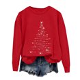 thumbnail image 1 of Ladies' Christmas Printed Casual Long Sleeved Round Neck Sports Hoodie Top, Comfortable Pullover for Women, Festive Holiday Apparel, Streetwear Style,Red,2XL, 1 of 5