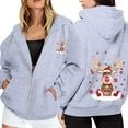 thumbnail image 1 of Ladies Christmas Printed Zipper Long Sleeve Hoodie with Drawstring and Pocket for Casual Wear, 1 of 8