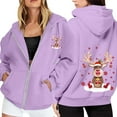 thumbnail image 1 of Ladies Christmas Printed Zipper Long Sleeve Hoodie with Drawstring and Pocket for Casual Wear, 1 of 8