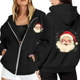 thumbnail image 1 of Ladies' Christmas Printed Zipper Long Sleeved Pocket Drawstring Casual Hooded Sweatshirt, 1 of 8