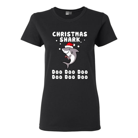 Ladies Christmas Shark Doo Doo Doo Funny DT T-Shirt Tee