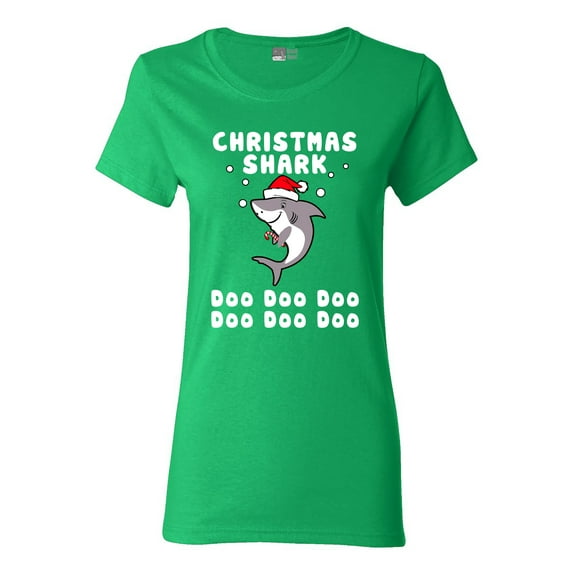 Ladies Christmas Shark Doo Doo Doo Funny DT T-Shirt Tee