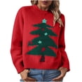 thumbnail image 1 of Ladies Christmas Sweaters Red Xmas Tree Knitted Pullover Ugly Holiday Sweaters Long Sleeve Crewneck Jumper Tops (XL, Red), 1 of 5