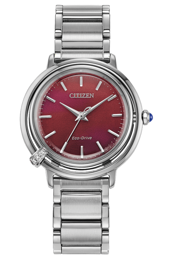 Ladies Citizen Eco-Drive L Arcly Diamond Accent Watch with Deep Red Dial EM1091-67X