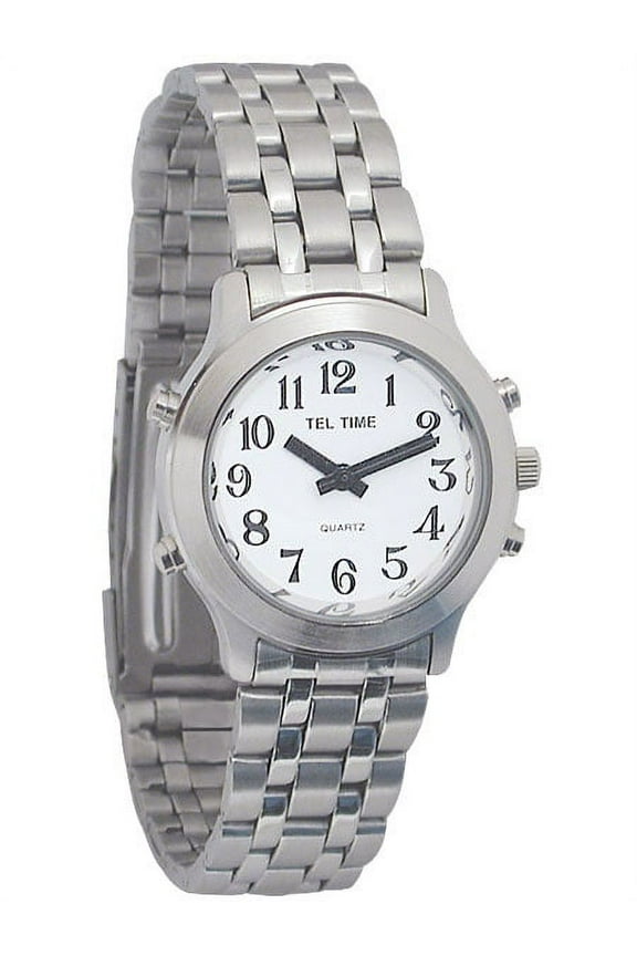 Ladies Classic Tel-Time Chrome Talking Watch - Chrome - Bracelet Band