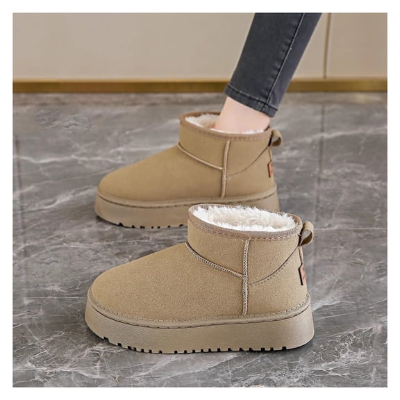 Ladies Classic Winter Snow Boots,Mini Short Ankle Boots Fuzzy Warm Bootie,Slip On Platform Boots Indoor Outdoor House Shoes for Women