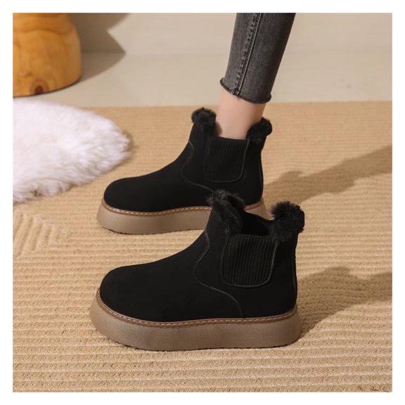 Ladies Classic Winter Snow Boots,Platform Slipper Boots Warm Ankle Womens Boots,Comfortable Booties for Women Memory Foam Womens Boots