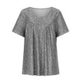 thumbnail image 1 of Ladies Shirts Womens Tops Plus Size Short Sleeve V-Neck Blouse Pullover Tee Top, 1 of 6
