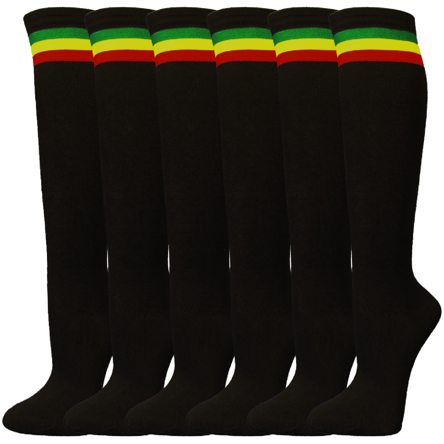 Ladies Colorful Variety Design Assorted Knee High Stocking Socks (Black