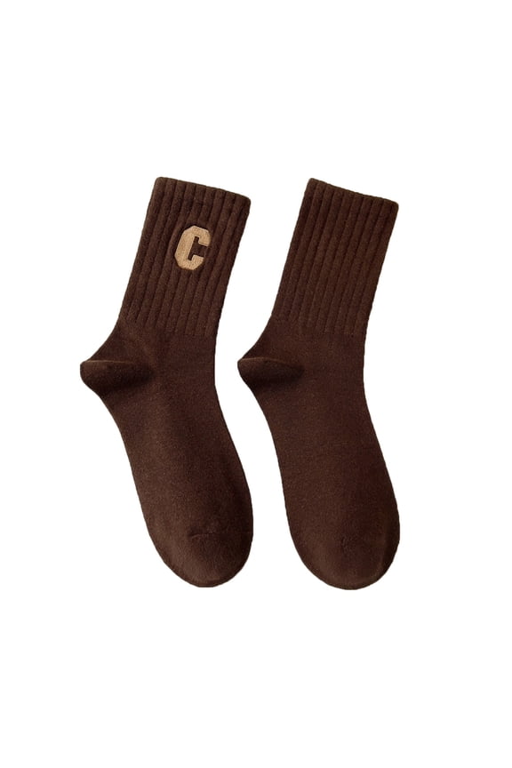 Women's Combed Embroidered Letter Athletic Crew Socks Casual Sports Wear Comfortable Everyday College Style