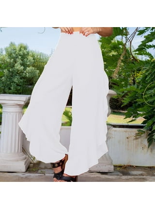 White ruffle pants hotsell