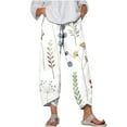 thumbnail image 1 of Ladies Comfy Loose Fit Beach Pants with Pockets Wide Leg Pants, Summer/Fall Cotton Linen Capri Pants for Women Loose Cropped Stretch Tapered Lantern Harem Pants Capris , White&XXXL, 1 of 4
