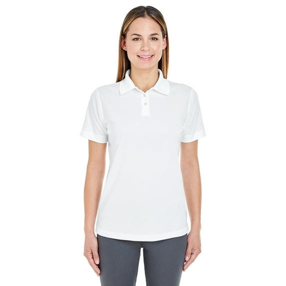 ULTRACLUB 8445L LADIES' COOL & DRY STAIN-RELEASE PERFORMANCE POLO, WHITE, M, Pack 6, Womens Polo Shirts