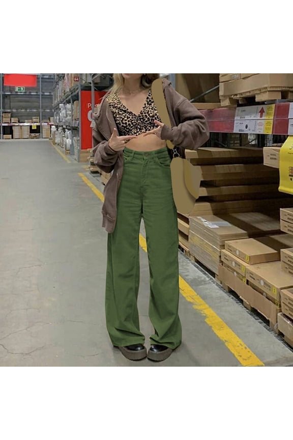 Ladies' Corduroy Mopping Drape Solid Color Street Wide-Leg Casual Trousers plus Size Women's Dress Pants for Work Business Casual Pant Women Pants Women Casual Figure Flattering Comfortable Pants for