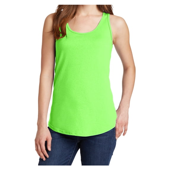 Ladies Core Cotton Tank Top Neon Green 2X-Large