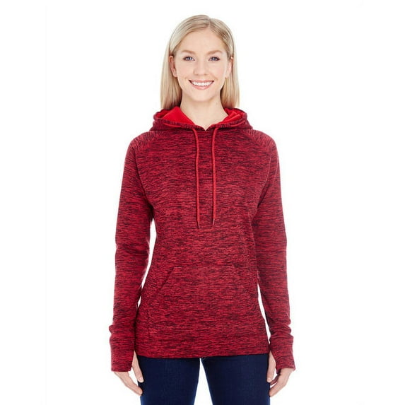 Ladies' Cosmic Contrast Fleece Hooded Sweatshirt - RED FLECK/ RED - 3XL