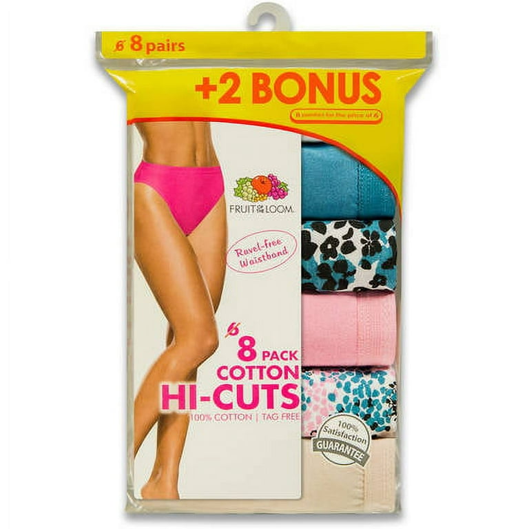 Ladies Cotton Hi-Cut Panties, 6+2 Bonus Pack 